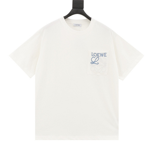 LE Loewe short-sleeved T-shirt with pocket logo three-dimensional contrast embroidery