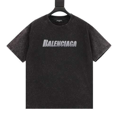 T-shirt BLCG a maniche corte con lettera semplice effetto invecchiato