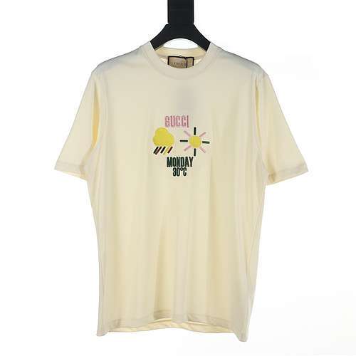 T-shirt a maniche corte ricamata con lettera G Gucci GUC sulla temperatura meteorologica