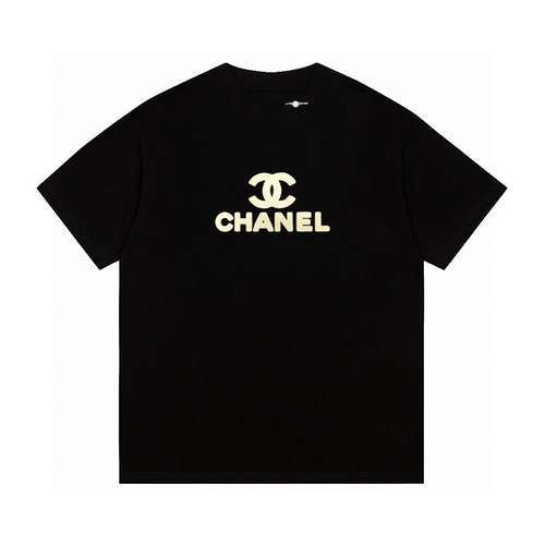 T-shirt a maniche corte con LOGO floccato tridimensionale limitato CC Chanel 24ss