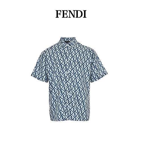 Camicia a maniche corte con stampa FD Fendi 24ss FF allover