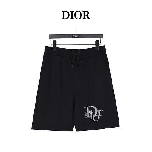 Shorts CD Dior con scritta ricamata sull'orlo