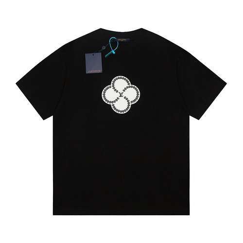 T-shirt a maniche corte con motivo ricamato con patch floreale dell'ultima serie di LV Louis Vuitton