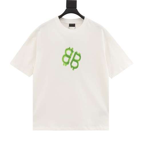 T-shirt a maniche corte con doppia B BLCG 24ss verde fluorescente dipinta a mano