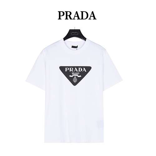 PRDPrada 24ss T-shirt a maniche corte con stampa di lettere con logo triangolare