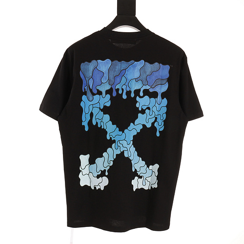 OW blue lava arrow print short-sleeved T-shirt