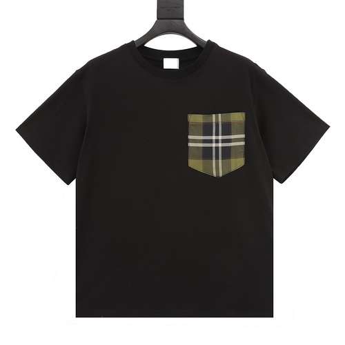 BBR plaid pocket crew neck short sleeves