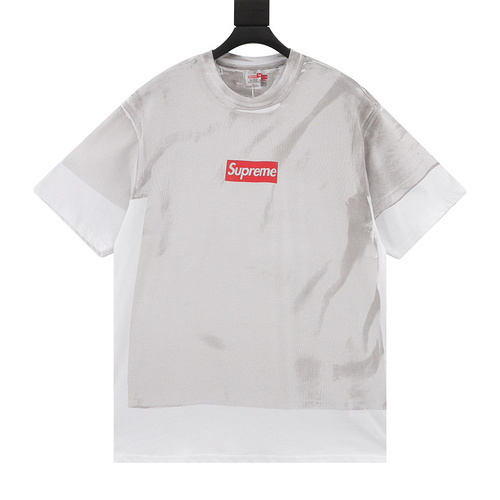 SUP*REME X Maison Margiela MM6 fake two-piece square logo short-sleeved T-shirt