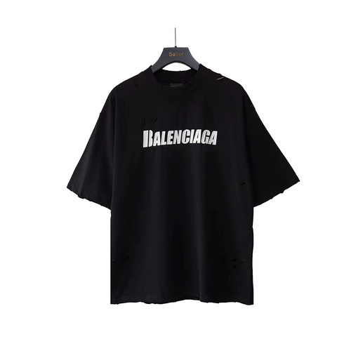 Balenciaga BLCG washed, damaged logo torn short-sleeves