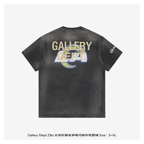 GD 23ss Rams joint letter glitter print short sleeves