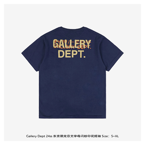 GD24ss Tokyo limited Japanese letter glitter printed short sleeves