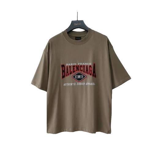 Balenciaga BLCG red slogan embroidered short sleeves