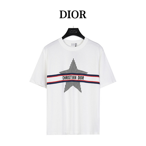 CD/Dior classic vertical pattern five-star short-sleeved T-shirt