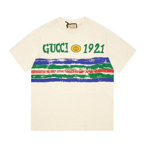GC/Gucci 24ss limited edition 1921 series hand-painted graffiti striped short-sleeved T-shirt