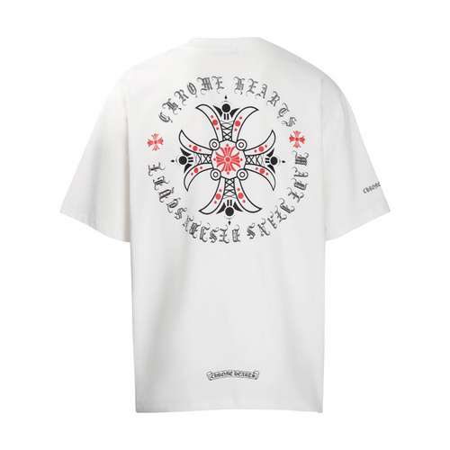 CH Crow Heart Sanskrit Cross Print Short Sleeves