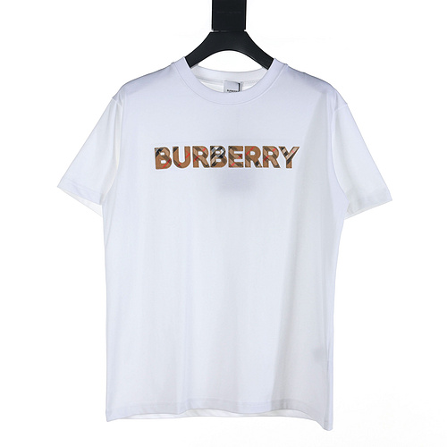 Burberry BBR letter plaid embroidered short-sleeved T-shirt