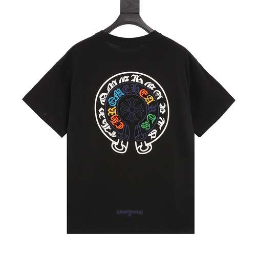 CH Colorful Cross Patch Crow Heart Short Sleeve T-Shirt