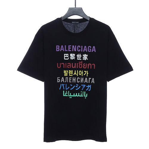 BLCG Balenciaga multi-language short-sleeved shirt