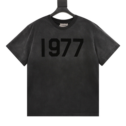 FOG Season 8 Double Line Washed 1977 flocked letter print round neck short-sleeved T-shirt