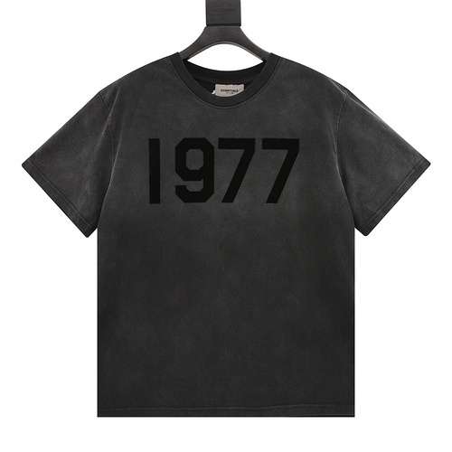 FOG Season 8 Double Line Washed 1977 flocked letter print round neck short-sleeved T-shirt