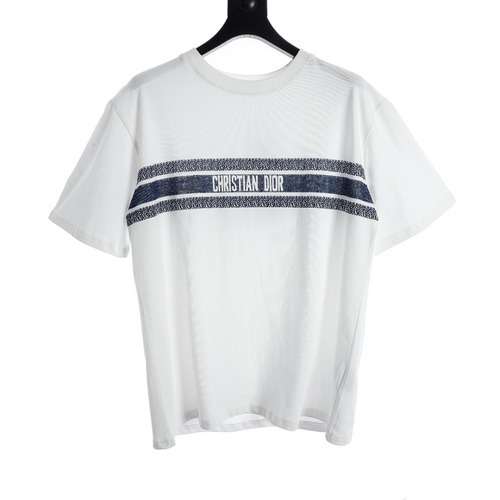 CD blue stripe letter print short sleeves