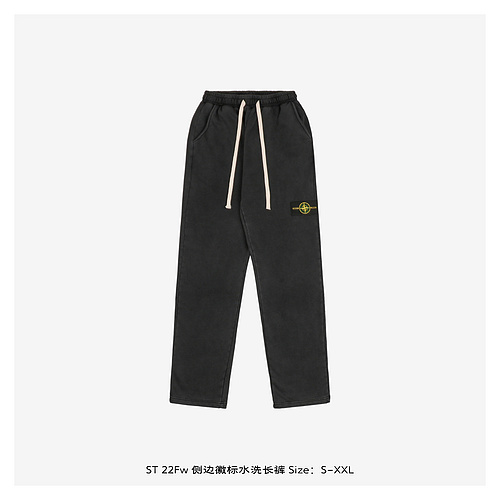 ST 22Fw side logo washed trousers