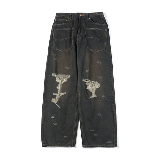 BLCG/Balenciaga reverse pocket mud-dyed distressed distressed jeans