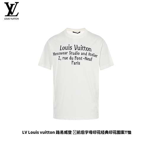 LV/Louis Vuitton front and back letter print LOGO short sleeves