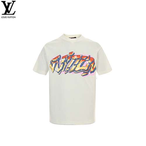 LV/Louis Vuitton flame letter print short-sleeved T-shirt