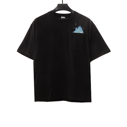 LE Loewe small flame embroidered short sleeves black