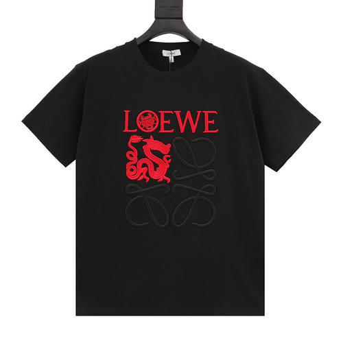 LE Loewe 24ss Year of the Dragon series embroidered short-sleeved T-shirt