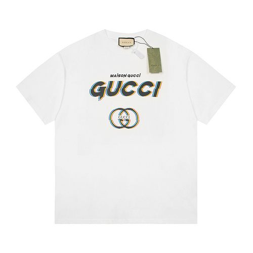 G Gucci 24ss Spring and Summer Phantom Letter Short Sleeve White