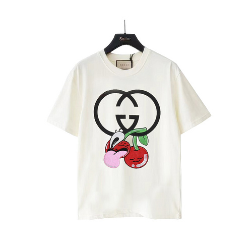 GC Gucci double G funny face cherry short-sleeved T-shirt