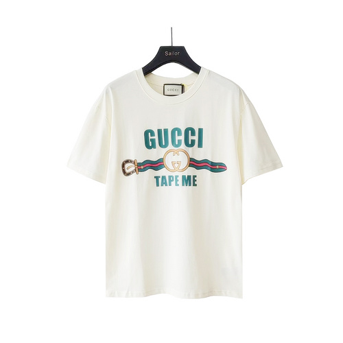 GC Gucci l Double G belt sequin printed short-sleeved T-shirt