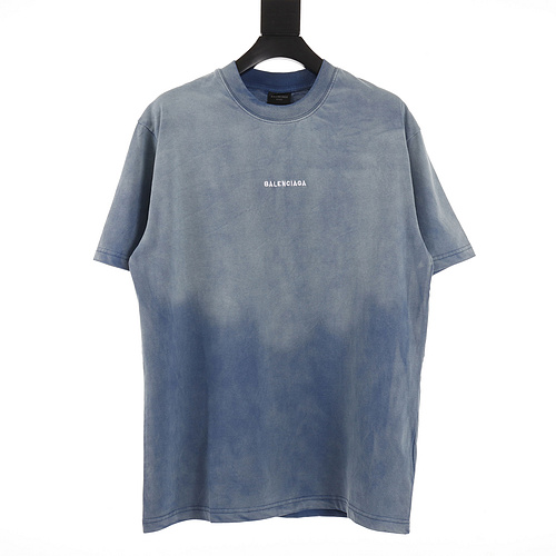 Balenciaga BLCG Heavy tie-dye fried snowflake washed letter embroidered short-sleeved T-shirt
