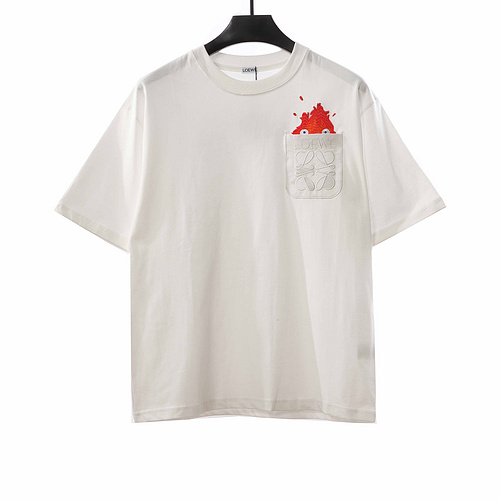 LE Loewe small flame embroidered short sleeves white
