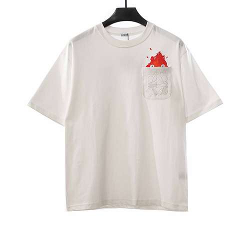 LE Loewe small flame embroidered short sleeves white