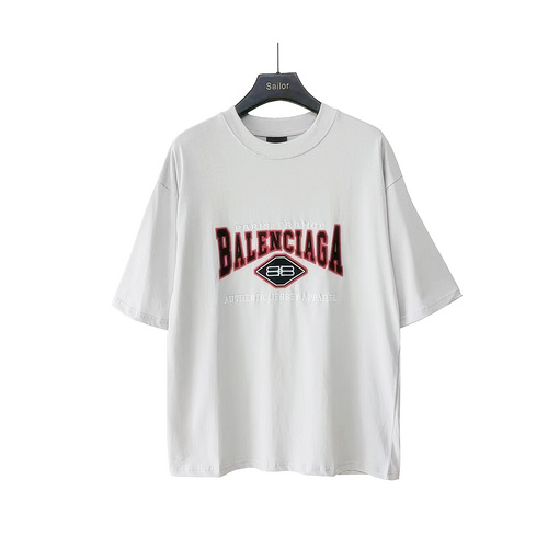 Balenciaga BLCG red slogan embroidered short sleeves
