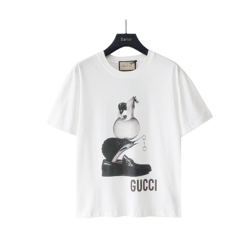 GC Gucci 24ss classic letter logo horse head shoes printed short sleeves