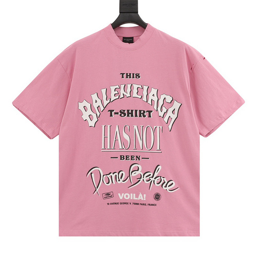 BLCG pink foam letter print Logo distressed short-sleeved T-shirt