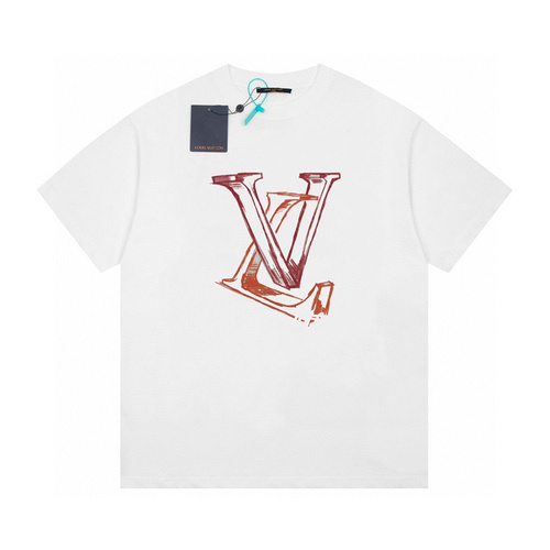 LV/Louis Vuitton 24ss flocked three-dimensional LOGO short-sleeved T-shirt