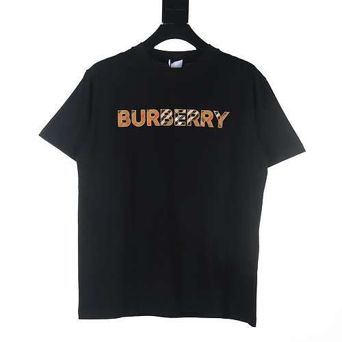 Tshirt a maniche corte ricamata scozzese con lettera BBR di Burberry