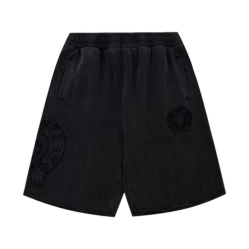 CH Crow Heart Horseshoe Patch Embroidered Washed Shorts