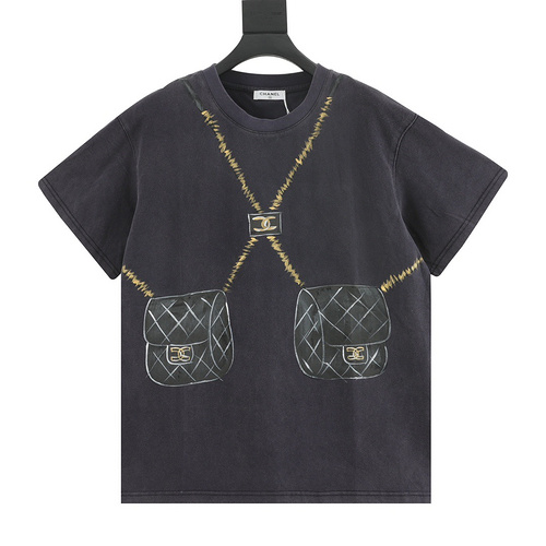 C Chanel hand-painted bag short-sleeved T-shirt