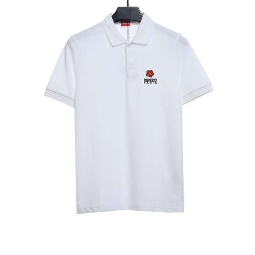 KZ Begonia flower embroidery POLO