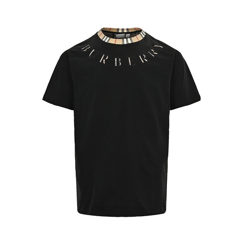 BBR/Burberry 24ss plaid collar stitching embroidered letter short sleeves