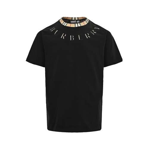 BBR/Burberry 24ss plaid collar stitching embroidered letter short sleeves