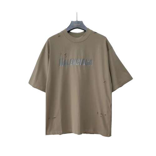 Balenciaga BLCG washed, damaged logo torn short-sleeves