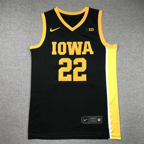 Iowa Hawkeyes No 22 Caitlin Clark College Edition nero con bordo giallo