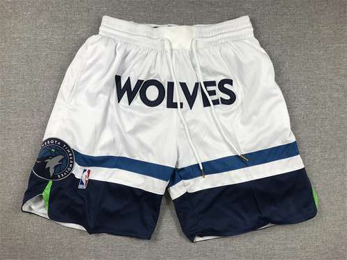 Pantaloni con tasche ricamate fitte regolari bianche dei Timberwolves